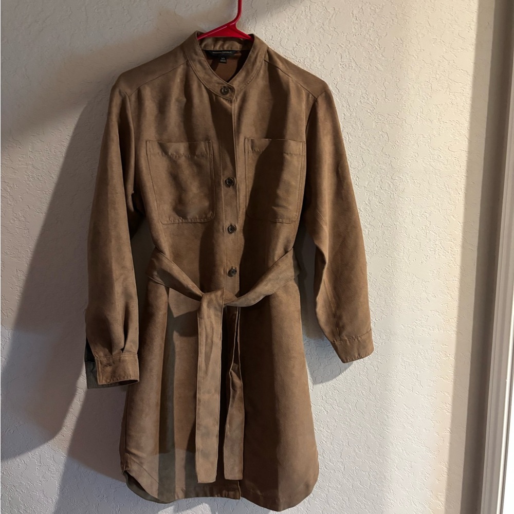Banana Republic Brown Tie-Waist Long Sleeve Dress Coat